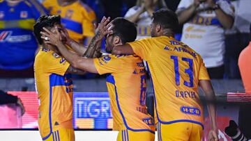 Juan Pablo Vigon celebrates his goal 3-2 with Andre-Pierre Gignac of Tigres during the game Tigres UANL vs Santos, corresponding to Round 05 of the Torneo Apertura 2023 of the Liga BBVA MX, at Universitario Stadium, on August 30, 2023.
<br><br>
Juan Pablo Vigon celebra su gol 3-2 con Andre-Pierre Gignac de Tigres durante el partido Tigres UANL vs Santos, correspondiente a la Jornada 05 del Torneo Apertura 2023 de la Liga BBVA MX, en el Estadio Universitario, el 30 de Agosto
