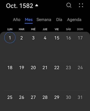 calendario octubre 1582