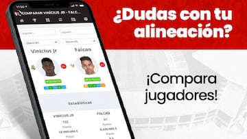 A través de la pestaña Jugadores puedes comparar a los futbolistas que elijas para ver de forma más clara su rendimiento y seleccionar correctamente los jugadores que compondrán tu once.