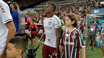 Jhon Arias antes del clásico entre Flamengo y Fluminense por el Torneo Carioca.