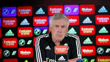 Carlo Ancelotti, entrenador del Real Madrid, en rueda de prensa.