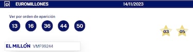 Euromillones: comprobar los resultados del sorteo de hoy, martes 14 de noviembre