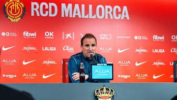 Jagoba Arrasate en la sala de prensa de la Ciudad Deportiva mallorquinista.