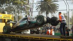 Mercedes de Nico Rosberg tras el accidente.