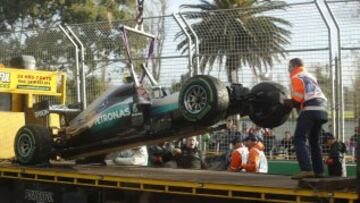 Mercedes de Nico Rosberg tras el accidente.