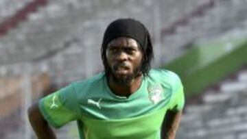 Gervinho entrenando con la selección de Costa de Marfil.