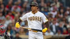 May 19, 2023; San Diego, California, USA; San Diego Padres left fielder Juan Soto (22) draws a walk in the first inning against the Boston Red Sox at Petco Park. Mandatory Credit: David Frerker-USA TODAY Sports