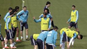 Entrenamiento del Real Madrid, hoy en Valdebebas, previo al partido de liga que disputan ma&ntilde;ana s&aacute;bado frente al Betis en el estadio Santiago Bernab&eacute;u.