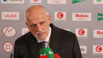 MADRID, 27/01/2025.- El presidente de LaLiga, Javier Tebas, a su llegada a la IX Gala Anual de la Asociación de la Prensa Deportiva de Madrid (APDM), este lunes en Madrid. EFE/ Kiko Huesca