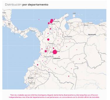 Mapa de casos y muertes por coronavirus por departamentos en Colombia: hoy, 19 de julio