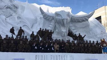 Japón: Imponente escultura de nieve de Final Fantasy