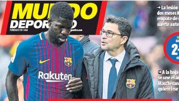 La lesión de Umtiti y la decisión de Mascherano, en las portadas