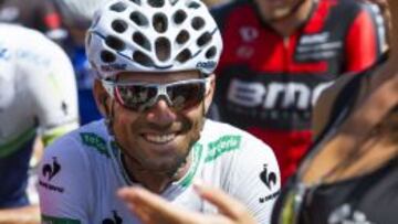 Alejandro Valverde en la l&iacute;nea de salida de esta 13&ordf; etapa de la Vuelta a Espa&ntilde;a 2014.