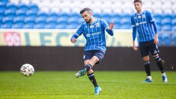 Dani Ramírez, durante su debut con el Lech Poznan.
