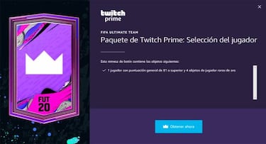 FIFA 20 en Twitch Prime: cómo conseguir sobres gratis de FUT