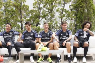 Keylor Navas, Morata, Lucas Vázquez, James y Marcelo fueron los encargados de presentar en Nueva York la tercera equipación del Real Madrid.