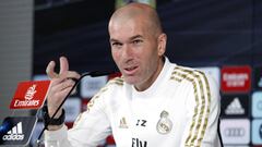 Zinedine Zidane, entrenador del Real Madrid, en una rueda de prensa.