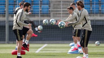El Real Madrid en su último entrenamiento antes del confinamiento.
