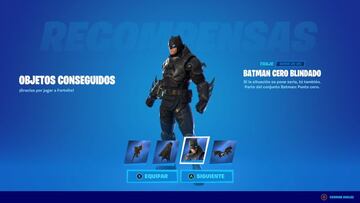 Conseguimos el skin Batman Cero Blindado canjeando los c&oacute;digos de los seis c&oacute;mics Batman/Fortnite: Punto Cero