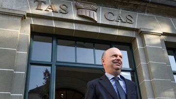 En Lausana. Marco Fassone, a la salida del TAS, donde defendi&oacute; al Mil&aacute;n.