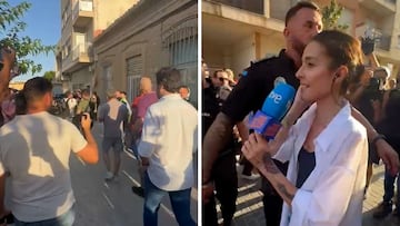 Peligrosa encerrona de acoso de una multitud a una periodista de TVE en Torre Pacheco: la imagen da miedo
