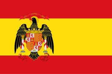 Durante la transición del Régimen franquista a la instauración de la monarquía parlamentaria se utilizó la bandera con un escudo nacional muy parecido al del régimen, cambiando el Águila de San Juan por un águila más realista y manteniendo el yugo y las flechas. Este escudo es el que preside la Constitución Española de 1978,  y esta fue la bandera oficial de España entre el 21 de enero de 1977 y el 5 de octubre de 1981.