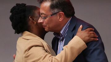 Colombia's President-elect Gustavo Petro and Vice President-elect Francia Marquez embrace after receiving their credentials as elected president and vice president from Colombia's National Electoral Council, in Bogota, Colombia June 23, 2022. REUTERS/Luisa Gonzalez