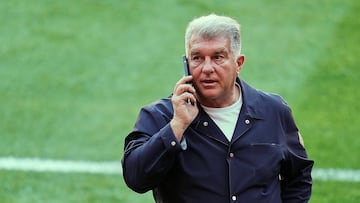 Joan Laporta president of FC Barcelona during the training before the Copa del Rey Final Match between FC Barcelona and Real Madrid at Estadio de La Cartuja on April 25, 2025 in Seville, Spain. (Photo by Jose Breton/Pics Action/NurPhoto via Getty Images)