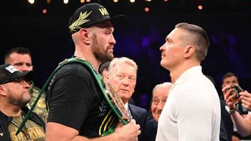 Tyson Fury y Oleksandr Usyk en uno de sus cara a cara.