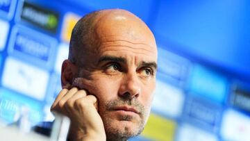 MANCHESTER, ENGLAND - MAY 10: (EXCLUSIVE COVERAGE) Pep Guardiola, manager of Manchester City speaks during a press conference at Manchester City Football Academy on May 10, 2022 in Manchester, England. (Photo by Matt McNulty - Manchester City/Manchester City FC via Getty Images)