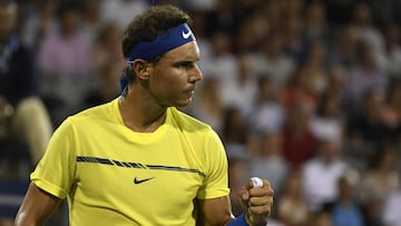 Rafa Nadal celebra un punto durante el Masters de Montreal.