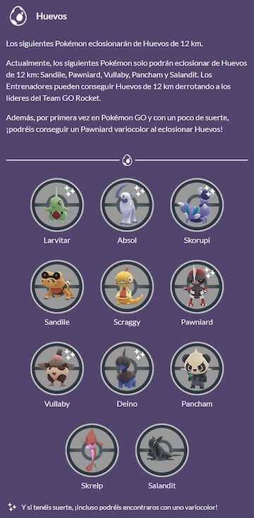 Huevos de 12 Km disponibles en el evento Toma de Control del Team GO Rocket de noviembre de 2022 en Pokémon GO