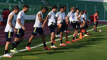 La Selecci&oacute;n Colombia de Reinaldo Rueda realiz&oacute; su primer entrenamiento en Santa Cruz de la Sierra pensando en Bolivia. Miguel Borja se uni&oacute; al grupo.