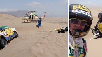 Calleja, contando en directo el rescate en helicóptero de su compañero en el Dakar