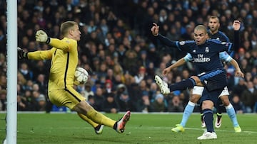 Desde que el 26 de abril de 2016 el City pusiese el cerrojo en su porter&iacute;a ante el Madrid (0-0), ning&uacute;n otro equipo lo ha vuelto a lograr. El guardameta ingl&eacute;s Hart fue el &uacute;ltimo en llevarse el buen sabor de boca de acabar un partido ante el Madrid sin encajar goles. Pepe estrell&oacute; un pelotazo contra el portero a dos metros de la l&iacute;nea de gol.