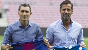 Quique y Valverde: encuentro de entrenadores en Cornellà