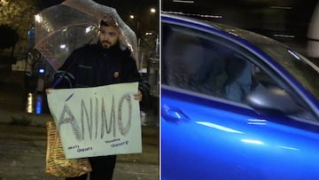 El fan que aguantó el diluvio para animar al Barcelona: nadie paró