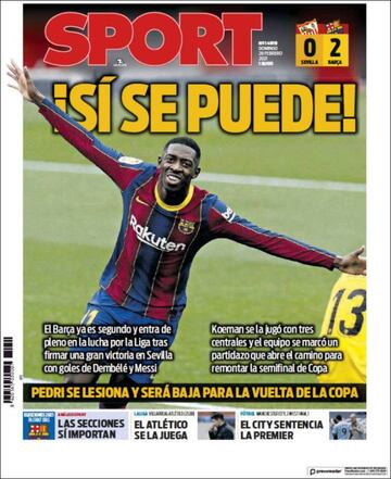 "Máxima presión"... las portadas deportivas de hoy