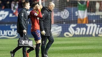 Barja, uno de los tres lesionados de Osasuna frente al Zaragoza.