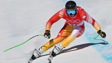 El esquiador espa&ntilde;ol Adur Etxezarreta durante el segundo entrenamiento del descenso de los Juegos Ol&iacute;mpicos de Invierno de Pek&iacute;n 2022.