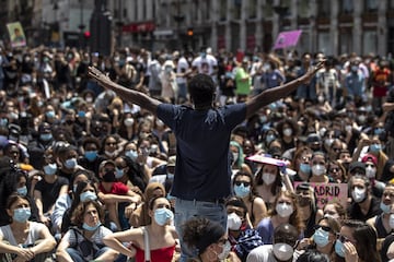 Manifestación en Madrid contra la segregación racial y en solidaridad por el asesinato de George Floyd bajo custodia policial en Minneapolis.