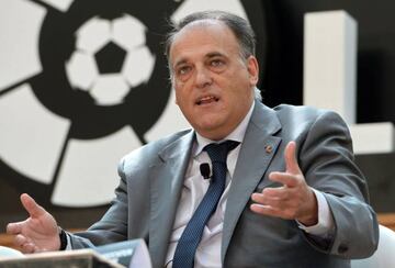 Javier Tebas, president of La Liga speaking during the official launch of Spanish Football League La Liga office in Singapore.