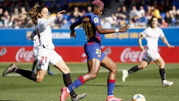 Oshoala, del Bar&ccedil;a, en el duelo ante el Sevilla. 