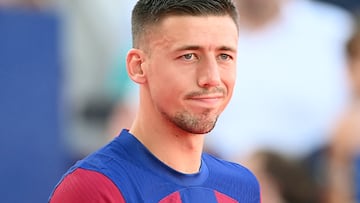 Barcelona's French defender #12 Clement Lenglet arrives for the 58th Joan Gamper Trophy football match between FC Barcelona and Tottenham Hotspur FC at the Estadi Olimpic Lluis Companys in Barcelona on August 8, 2023. (Photo by Pau BARRENA / AFP)