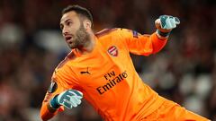 El portero colombiano David Ospina en el juego entre Arsenal y Colonia por Europa League