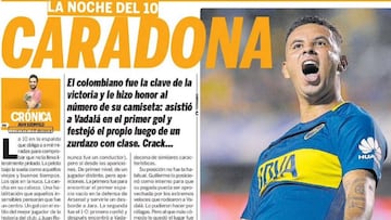 Edwin Cardona, figura ante Arsenal de Sarand&iacute;