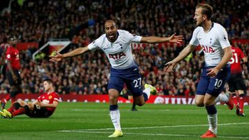 Lucas Moura celebra su segundo gol ante el Manchester United.