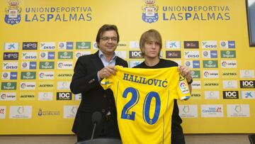 Halilovic, durante su presentaci&oacute;n como nuevo jugador de Las Palmas.