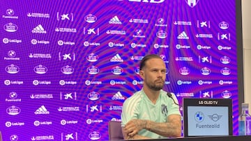 Iván Sánchez, jugador del Real Valladolid, en rueda de prensa.