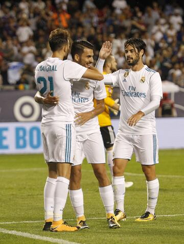 0-1. Borja Mayoral celebró el primer gol.